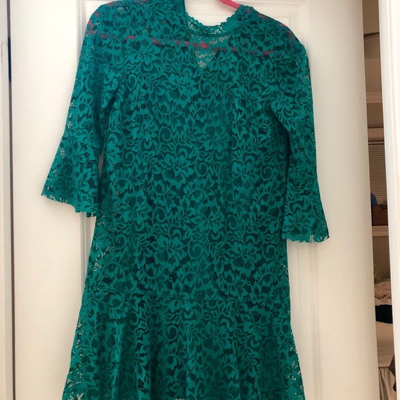 zara lace dress green ASYMMETRIC SATIN LACE DRESS ZW COLLECTION - Green
